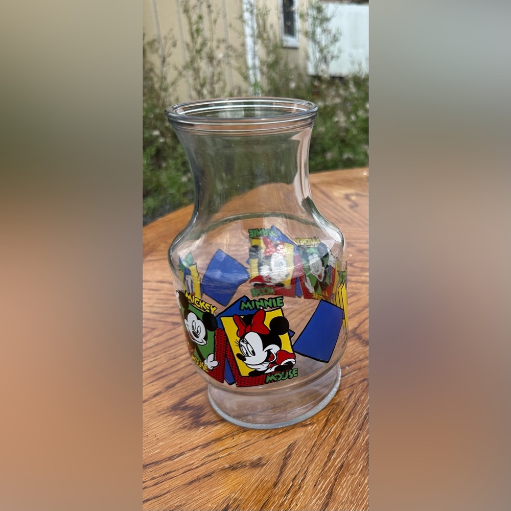 Disney Mickey and Minnie Colorful Glass Pitcher